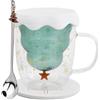 volumoon Tazza da Caffè Natalizia, Tazze con albero di Natale a Doppia Parete, Tazze in vetro per bevande Calde con Manici, Natalizie Carina Tazza di caffè Tazza di Tè tazza di Latte, 300ml