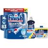 Finish Kit Lavastoviglie; Finish Quantum Infinity Shine Pastiglie Lavastoviglie 83 lavaggi, Brillantante Lemon 500ml, Curalavastoviglie Lemon 250ml