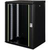 DIGITUS Armadio di rete - Rack da 19 pollici - 16U - 600 mm x 450 mm (LxP) - Profondità utile 370 mm - Montaggio a parete - Portata 100 kg - Porta in vetro di sicurezza - IP20 - Serie Unique - Nero