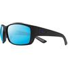 Revo Occhiali da sole Dexter: lente in cristallo polarizzato da uomo con grande cornice quadrata avvolgente, cornice nera opaca con lente blu H20