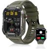 Carneedi Smartwatch Uomo Militare, Chiamata Bluetooth, 110+ Modalità Sport, Cardiofrequenzimetro da Polso, Activity Tracker Sportivi Contapassi Cronometro per Android iOS (Verde)