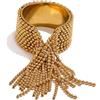 Zayka Jewelry Anello donna con ciondolo pendente fascia larga regolabile aperto sopra placcato oro giallo 18K carati in acciaio inossidabile