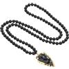 COAI Collana Nera da Uomo, Collana Rosario Mala 108 Perle di Pietra Lavica con Ciondolo Punta di Freccia di Ossidiana