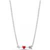 Pandora Collana in argento sterling con ciondolo a forma di freccia a forma di cuore, con vetro di Murano rosso e zirconi trasparenti, misura 50 cm, One Size, Argento, Nessuna pietra preziosa