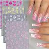 Lilbitty 8 adesivi per unghie a forma di ibisco, fiori hawaiani, bianchi, rosa, giallo, 3D, autoadesivi, per unghie, estivi, nail art, decorazione per donne e ragazze