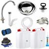 Express Water Kit, Kit per Costruire Lavandino Lavabo Lavello, Portatile Autonomo Trasportabile, con Serbatoio d'Acqua, in Acciaio Inox, con Comando a Pedale, per il Fai da Te, Completo di Accessori