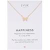 LUUK LIFESTYLE Collana con ciondolo farfalla e acciaio inossidabile (50cm), con carta HAPPINESS, gioielli elegante, portafortuna, idea regali donna, lei, compleanno, natura, oro rosa