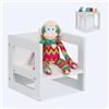 Relaxdays Sedia per Bambini, Sgabello 2in1 Trasformabile Tavolo, Poltroncine con Braccioli 2 Altezze, 30x30x30 cm, MDF, Fibra di Legno