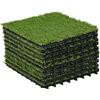 Outsunny Piastrelle da Giardino con Erba Sintetica 30x30cm 10 Pezzi, Prato Artificiale Realistico, Verde|Aosom