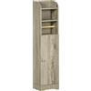 kleankin Mobile Bagno moderno in Truciolato con 2Ripiani in3 posizioni e Armadietto a 2 livelli, incluso Portarotolo, 23x18x100cm, Grigio|Aosom Italy