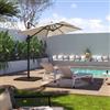 DEGHI Ombrellone da giardino 3x2 m palo laterale telo ecrù struttura antracite - Tenerife