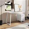 DEGHI Scrivania 140x60 cm reversibile in legno e acciaio bianco con cassettiera integrata - Arrow