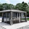 DEGHI Gazebo 3x4 m in alluminio antracite con tende e telo grigio - Bolt