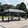 DEGHI Gazebo 5,9x3 m telo grigio con tende e zanzariere in acciaio antracite - Tindari