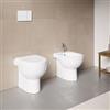 DEGHI Coppia di sanitari filomuro in ceramica rimless con copriwc softclose - Clear
