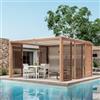 DEGHI Gazebo bioclimatico 4x4 m in alluminio effetto legno - Enea Wood