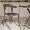 DEGHI Sedia impilabile con braccioli design in polipropilene grigio - Dibra