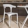 DEGHI Sedia impilabile con braccioli design in polipropilene bianco - Dibra