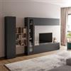 DEGHI Parete attrezzata 320x180h cm antracite opaco con libreria rovere wotan - Arona
