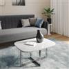 DEGHI Tavolino 80x60x40 h cm piano in vetro bianco e gambe in metallo cromo - Doveli