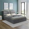 DEGHI Letto matrimoniale contenitore 160x190 cm con testata sofà imbottita in tessuto cenere - Zulai