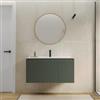 DEGHI Mobile bagno sospeso con ante 100 cm verde cemento cannettato con lavabo e specchio - Nerk
