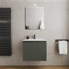 DEGHI Mobile bagno sospeso 60 cm verde cemento cannettato con lavabo e specchio - Nerk