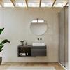 DEGHI Mobile bagno sospeso 110 cm rovere grigio con cassettone e specchio - Balik