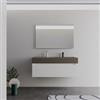 DEGHI Mobile bagno sospeso 120 cm bianco opaco e lavabo marrone dx con specchio - Sleek