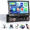 Inefala Android Autoradio 1 Din CarPlay con Schermo Motorizzato (2+64G), 7 Pollici Stereo Auto Bluetooth con Wireless Android Auto CarPlay Mirror Link FM RDS GPS WiFi Telecamera Posteriore AUX USB