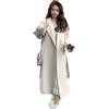 BININBOX Cappotto in lana donna colore puro in autunno e inverno, elegante trench a mezza lungo con tasche grandi, antivento e termico,ideale per shopping e attività all'aperto.(Beige,XL)