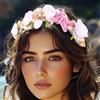Unicra Cerchietto per capelli da sposa e spiaggia, con stella marina, accessorio per capelli con perle e fiori, per donne e ragazze (D)