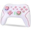 NK Telecomando Switch Wireless - Switch/OLED/Lite/Pro con funzione Wake, Impostazioni Macro, Bluetooth, 6 assi, Funzione Turbo, Doppia Vibrazione, LED Indicatori - Colore Bianco e Rosa