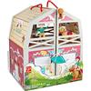 Hape Ranch Pony Club - Casa delle bambole compatta con scuderia richiudibile per gioco di ruolo a tema cavalli dai 3 anni