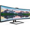 Philips Monitor Curvo 49", 499P9H, Gaming Superwide 32:9, risoluzione 5120 * 1440, Adaptive Sync, HDR 400, Multiview con KVM Switch integrato, Docking station USB-C, Microfono, Low Blue, Vesa, Nero