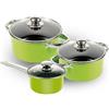 Galileo Casa 2197976 Batteria 6pz 2 casseruole 20/24+1 tegame 16 Verde, Acciaio al Carbonio