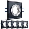 SSC-LUXon 6 faretti da incasso rettangolari in vetro, colore nero, con attacco per GU10 o modulo, dimensioni foro 60 - 70 mm