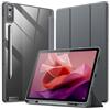 JETech Custodia per Lenovo Tab P12 12,7 Pollici (2023 Modello, TB370FU / TB371FU) con Stilo Holder, Chiaro PC Rigido Retro, Protettiva Trifold Supporto Tablet Cover (Grigio Scuro)