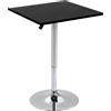 HOMCOM Tavolo Bar Regolabile in Altezza, Metallo e MDF, Tavolino da Bar, Cucina, Soggiorno, Nero, 60x60x69-93cm|Aosom