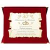 Generico Targa Trentesimo Anniversario di Matrimonio | Elegante Regalo nozze di perla | Targhetta Regalo Sposi | Pergamena dorata e cofanetto velluto. (Rosso e Dorato, 30° Anniversario)