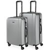 ITACA - Set valigie - Set Valigie Rigide Offerte. Valigia Grande Rigida, Valigia Media Rigida e Bagaglio a Mano. Set di Valigie con Lucchetto Combinazione TSA, Argento
