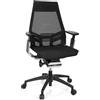 Hjh Office 652885 Sedia da ufficio professionale GENIDIA SMART BLACK CM tessuto in maglia nero/cromo, braccioli regolabili, sedile inclinabile