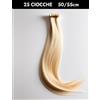 Sohair Hair Extension Hair Extension Cheratina Capelli Naturali Sohair Remy\'s 2002L Lisci 50/55cm - 25 ciocche 1B/1001 - Nero/Biondo Platino