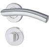 Yale Set di maniglie L 90 Curved in acciaio inossidabile per porta con nottolino per chiusura privacy 35-S1LC-RRWC-88-3101, satinate, design moderno, adatto per porte interne ed esterne