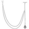 ManChDa Albert Chain, orologio da tasca, catena a T con ciondolo a bussola, catena a 2 ganci antichi Fob T bar da uomo, 7A-A. Ciondolo lanterna cava rotonda argento