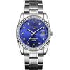 YUEYUEKE Orologio da uomo, diamante intarsiato in acciaio inossidabile 30M waterproof data simulazione orologio casual da uomo al quarzo (blu)