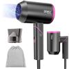 DEWILY Mini Phon Capelli da Viaggio Potente - asciugacapelli ionico, Maneggevole e Compatto, 1800W, Manico Pieghevole, 3 Temperature, Fono Capelli Ionico portatile
