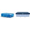 Intex 28272NP - Piscina Fuori Terra Rectangular Frame Rettangolare, 3834 L, Acciaio e PVC, Blu, 300x200x75 cm & Couvertures de piscine Intex Rectangulaire (300 x 200 cm)