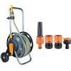 Hozelock - Carrello Per Tubo Di Irrigazione Da 60 M Con Tubo Da 50 M & Claber 51359 Set Lance Diritte Con Raccordi, 1/2 Pollici, Nero/Arancione