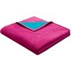 Biederlack Coperta Avvolgente soffice e Morbida Made in Germany I Coperta da Soggiorno "Orion Cotton - Raspberry-Turquoise" in Cotone, Color Rosa, Coperta da Divano di dimensiono 150x200 cm